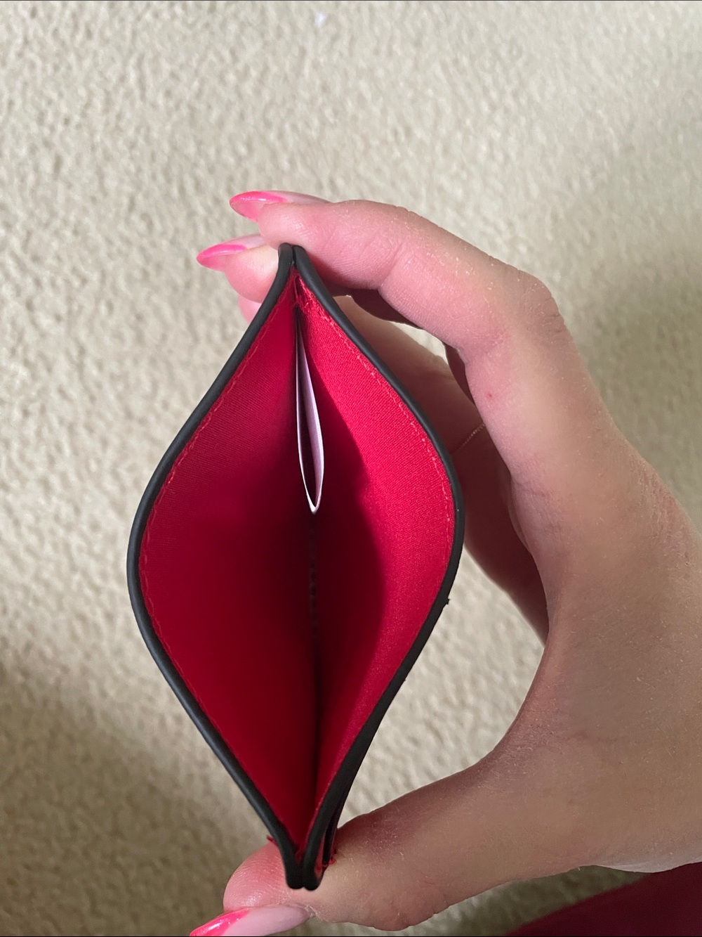 Poppy & Peonies Bright Red Leather Card Case - Picture 3 of 3